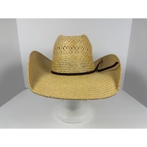 Rodeo King Jute Straw Cowboy Hat Open Crown Tan Western 7 1/8 4 1/4 Brim